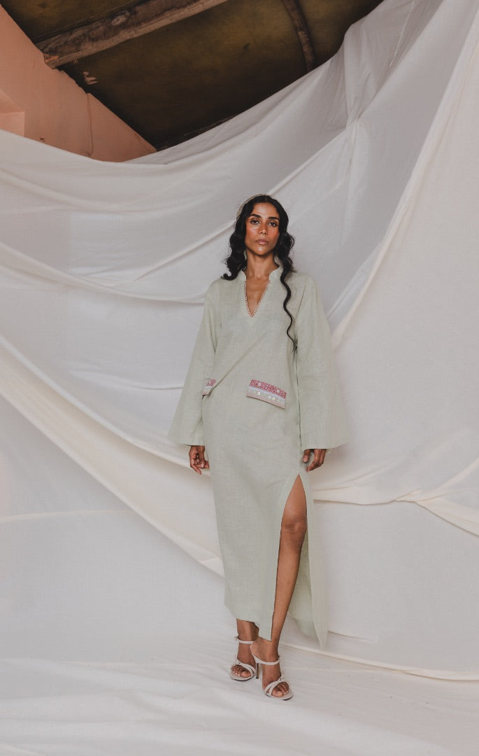 Linen Embroidered Kaftan