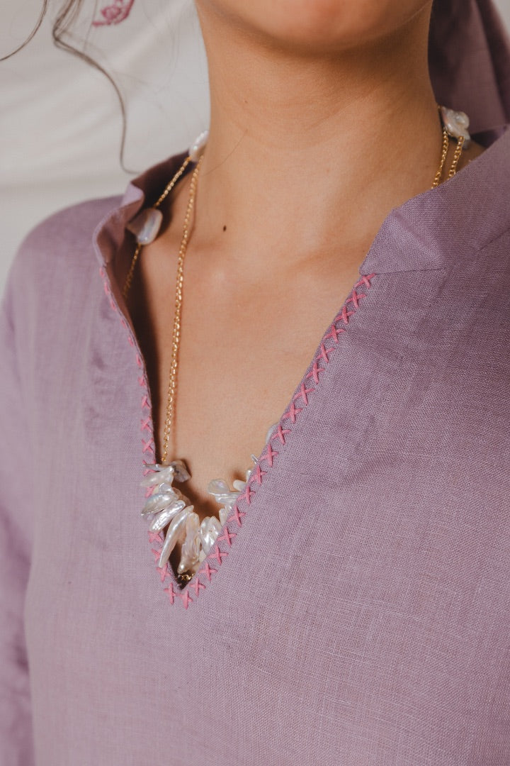 Linen Embroidered Kaftan