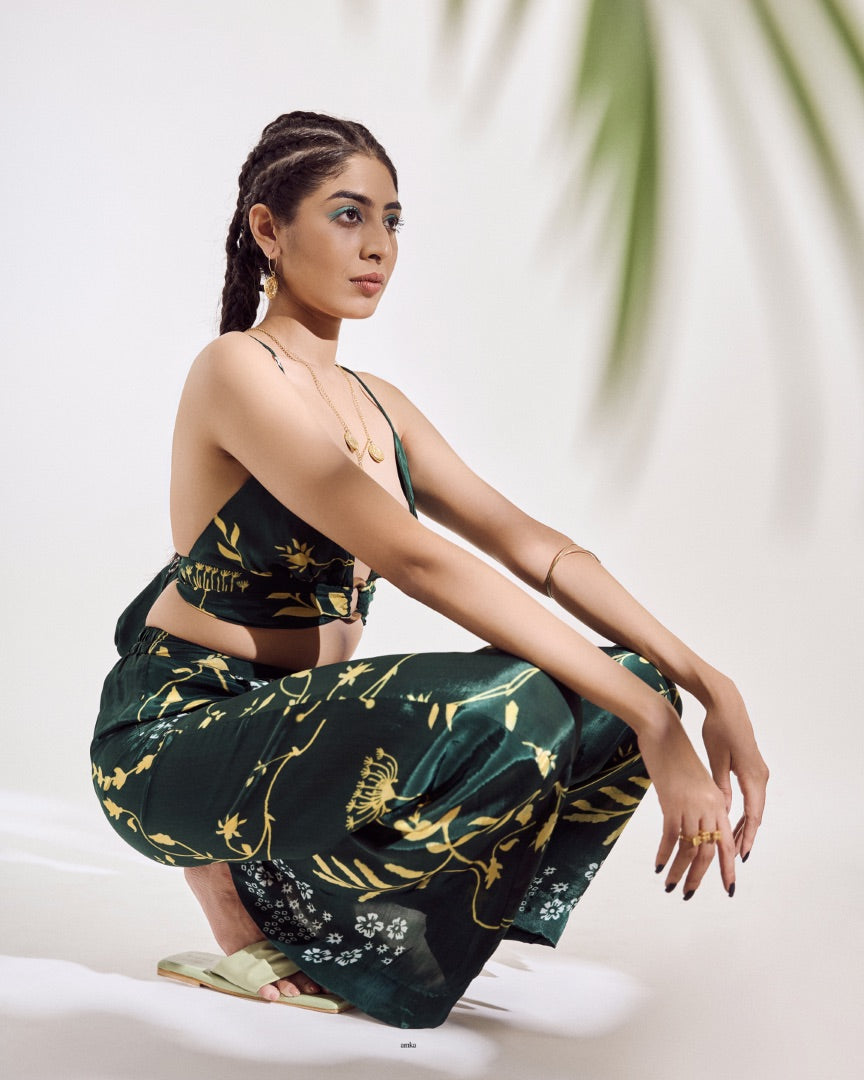lounge wear | green printed coord set | crepe