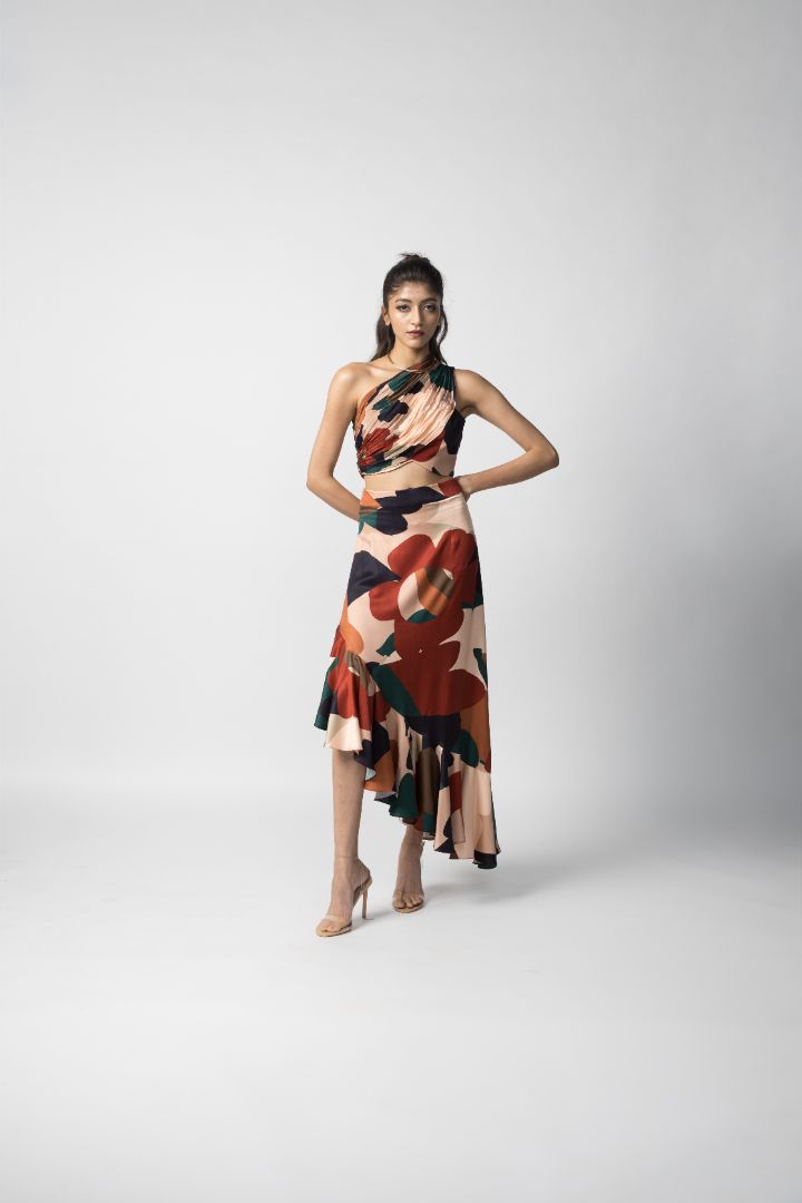 One Shoulder Asymmetrical Skirts | Ruby Skirt Co-ord | PAIVE