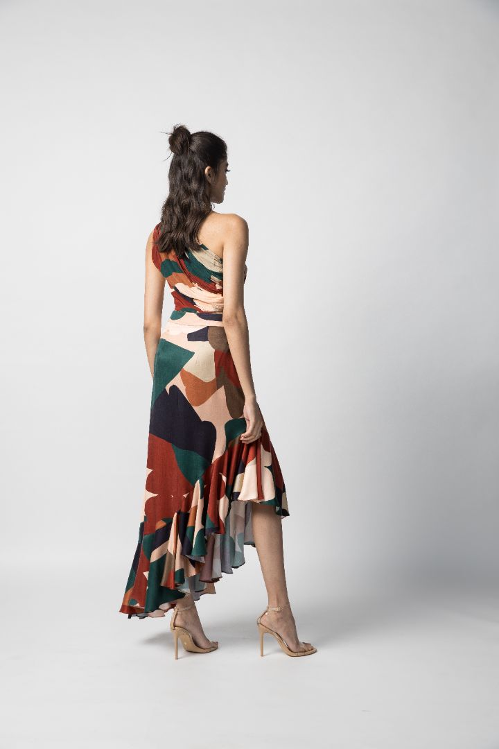 One Shoulder Asymmetrical Skirts | Ruby Skirt Co-ord | PAIVE