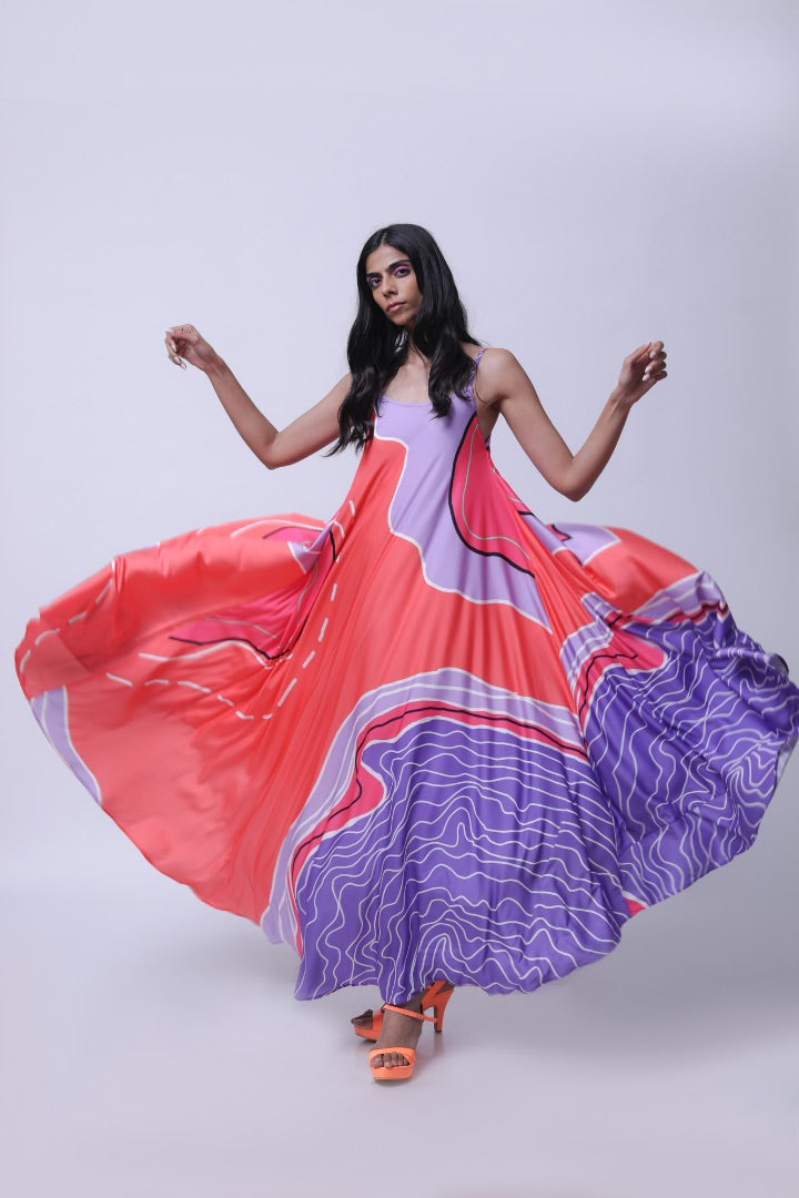 digital print | maxi Dress | satin | summer dress