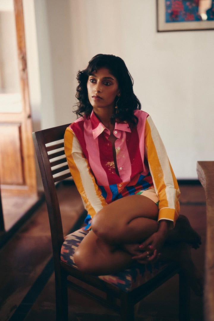 Long Beach Shirt and Shorts Co-ord Set \ summer | multicoloured | cotton