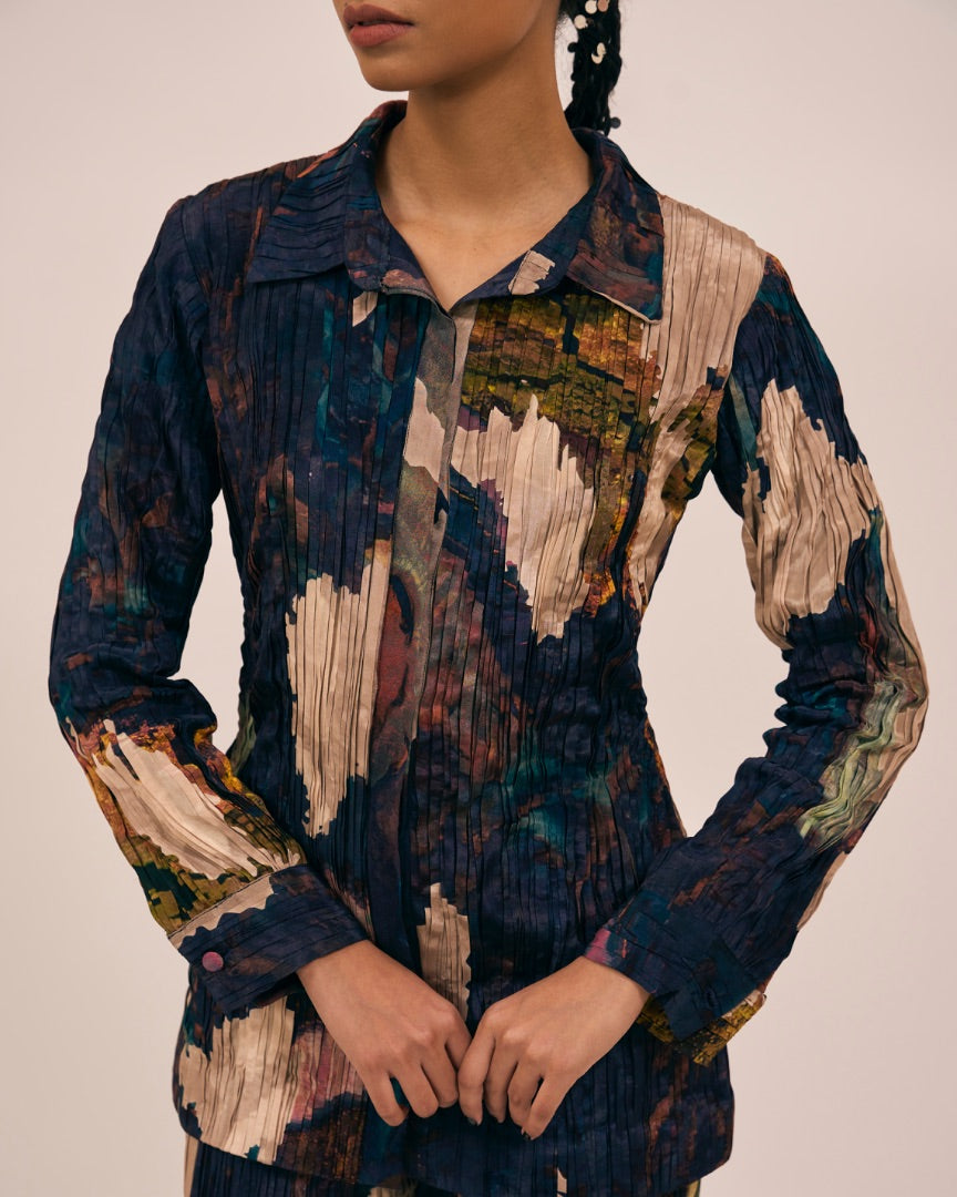 multicoloured co-ord set | silk | printed | modest
