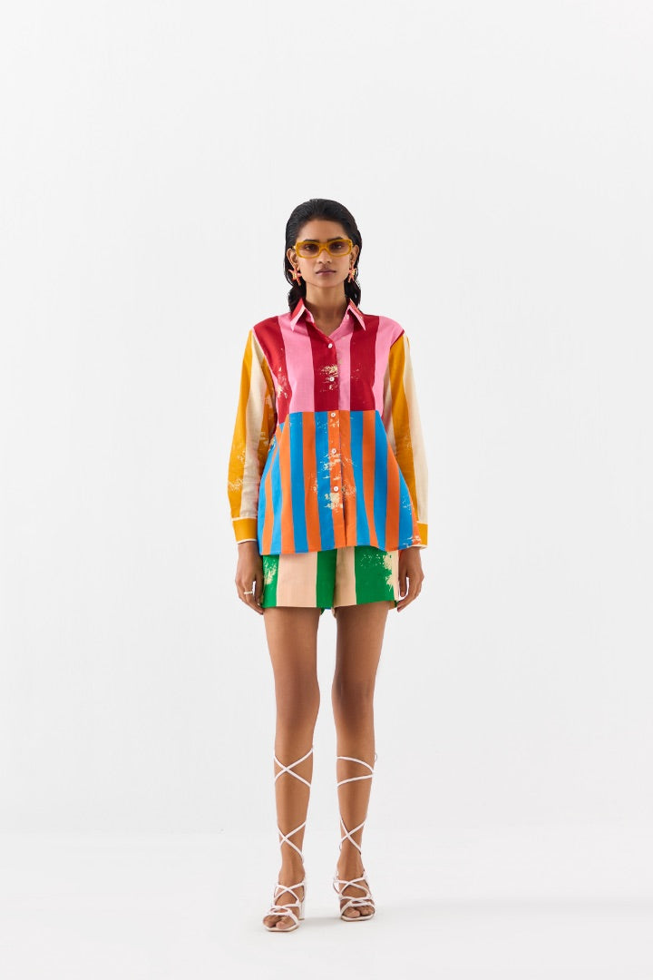Long Beach Shirt and Shorts Co-ord Set \ summer | multicoloured | cotton