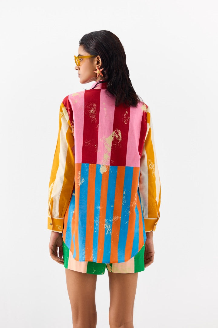 Long Beach Shirt and Shorts Co-ord Set \ summer | multicoloured | cotton