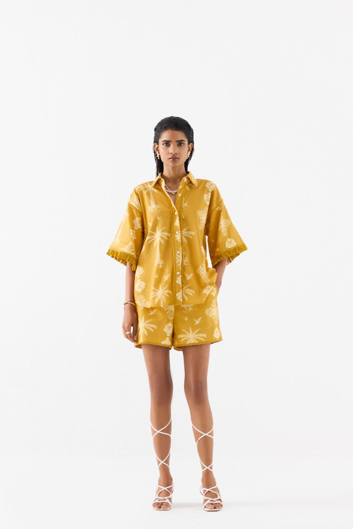 Yellow Cabana Shirt and Shorts Co-ord Set \ summer | cotton | travel