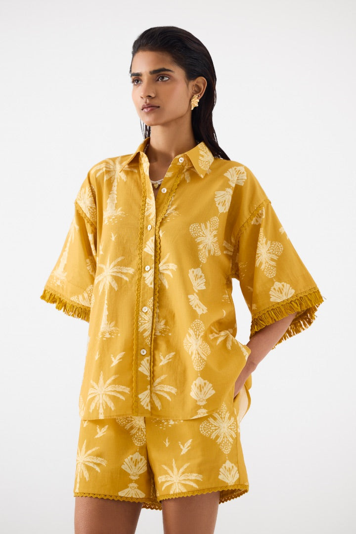 Yellow Cabana Shirt and Shorts Co-ord Set \ summer | cotton | travel