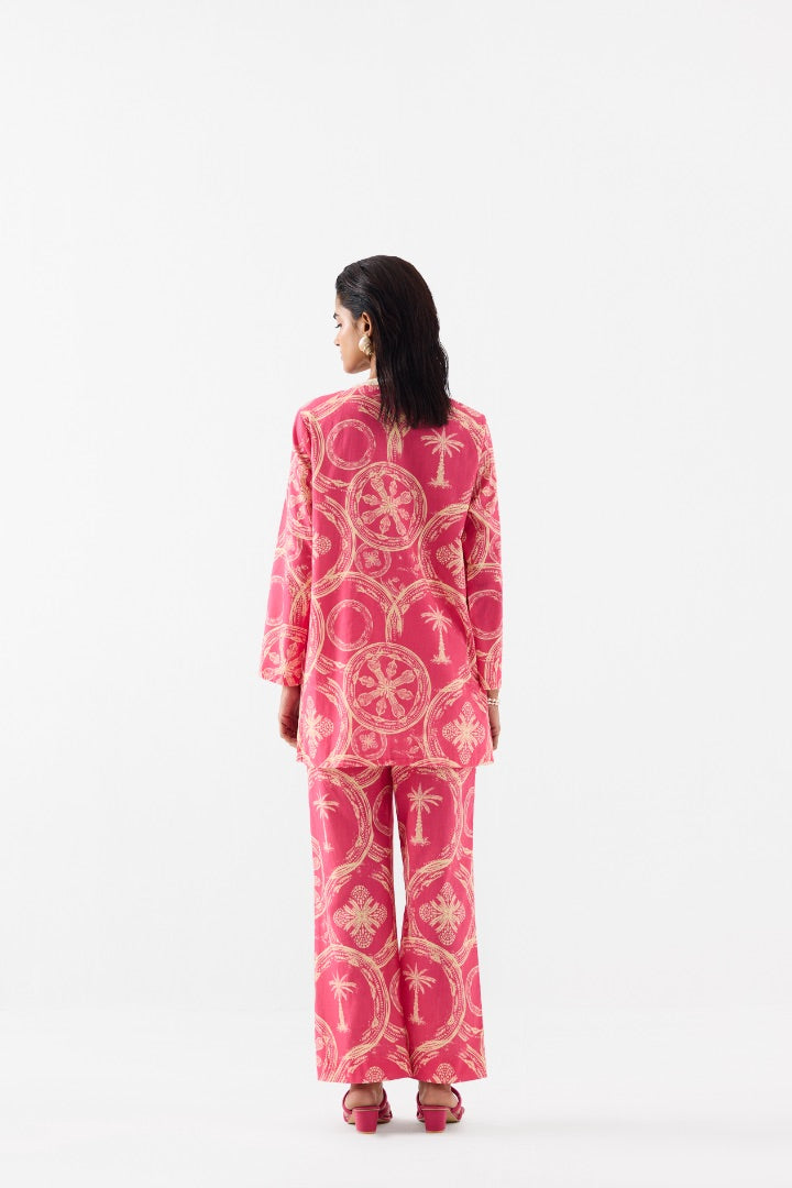 Pink Areca Palm Short Kurta and Pants | modest | printed | cotton | summer