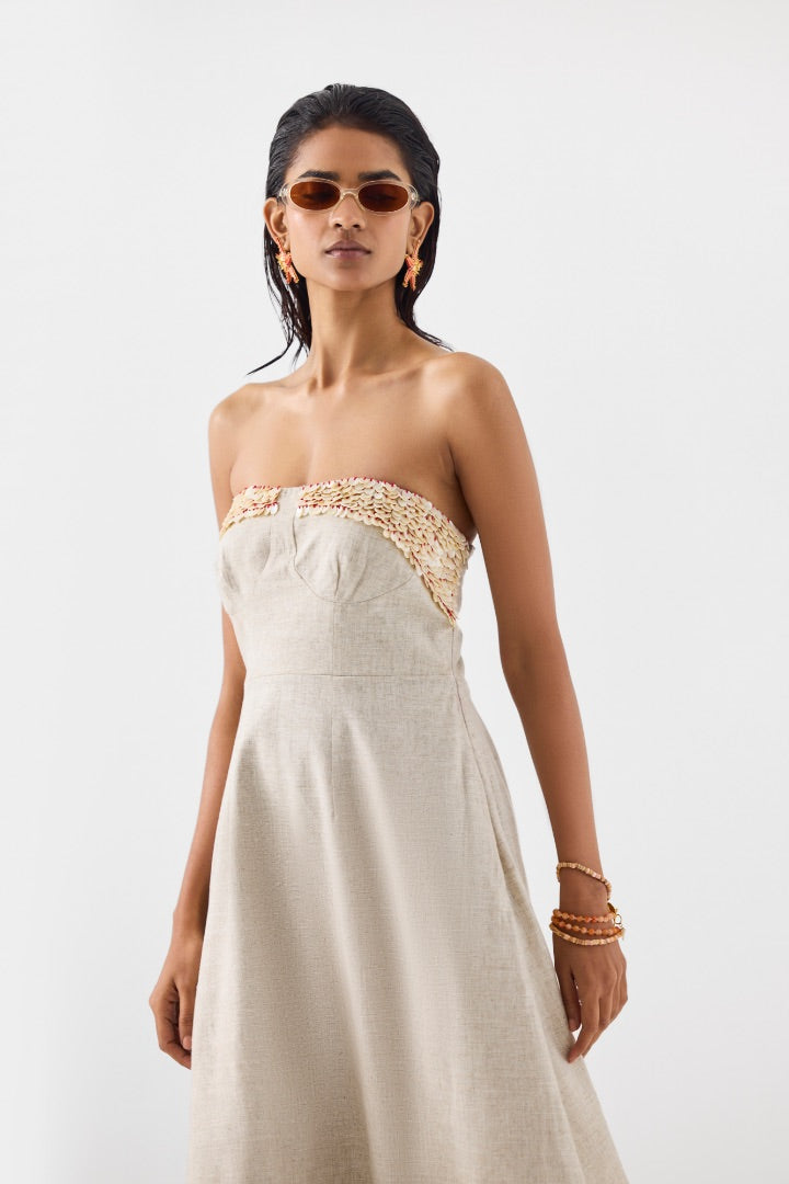 Beige Tiered Dress | Linen | Summer | Travel | Resort Wear