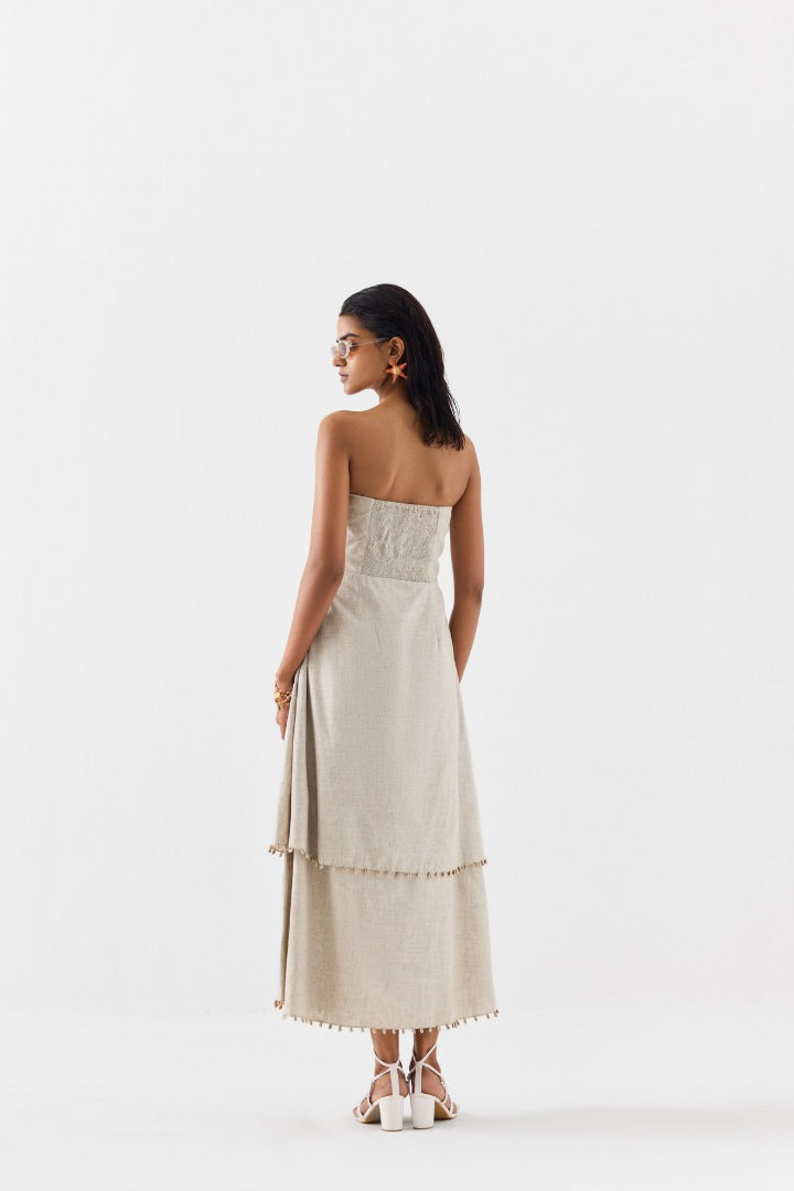 Beige Tiered Dress | Linen | Summer | Travel | Resort Wear