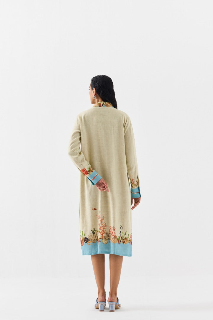 Mapusa Shirt Dress | blue | linen | print