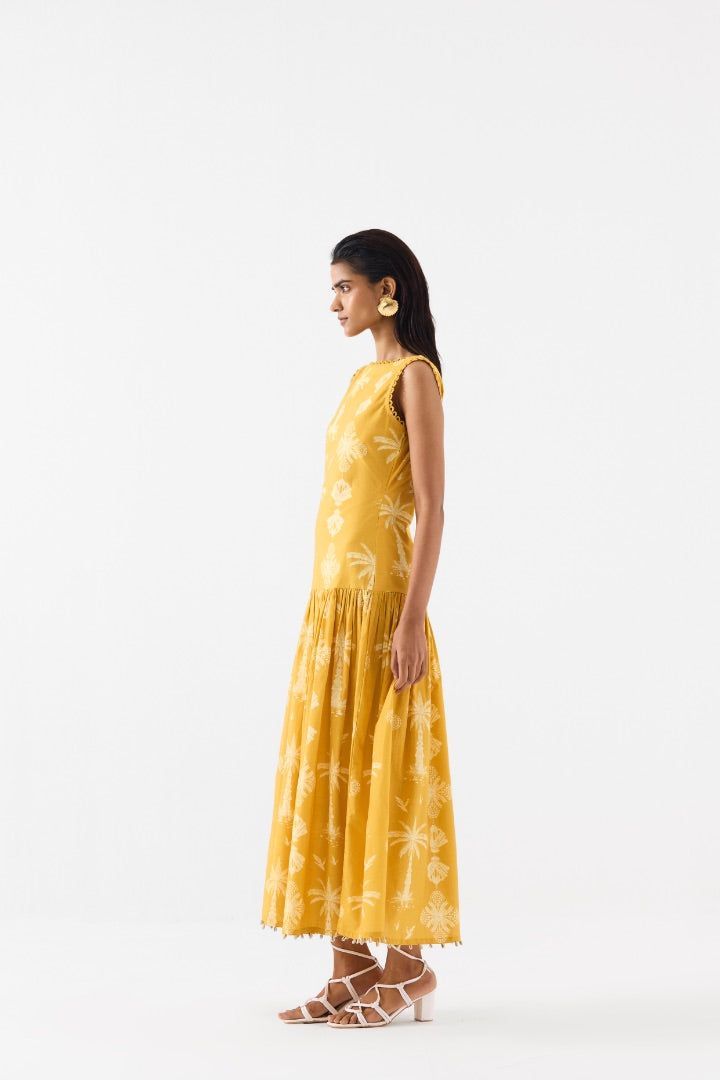 Yellow Printed Long Dress | cotton | summer | spring | travel | resort