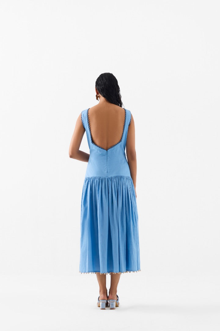 Blue Printed Long Dress | cotton | summer | spring | travel | resort
