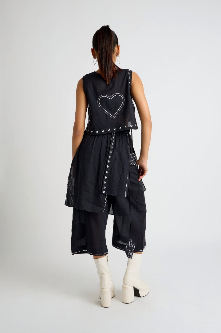 Kala Dil Co-ord Set | mul | embroidery | black