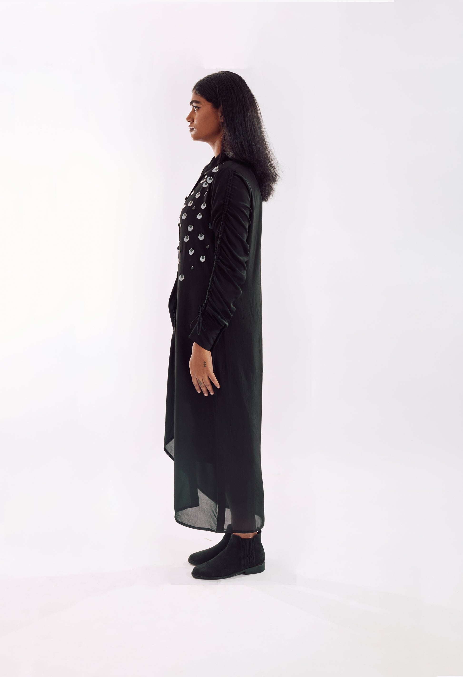 Draped Sequin Dress side - Black