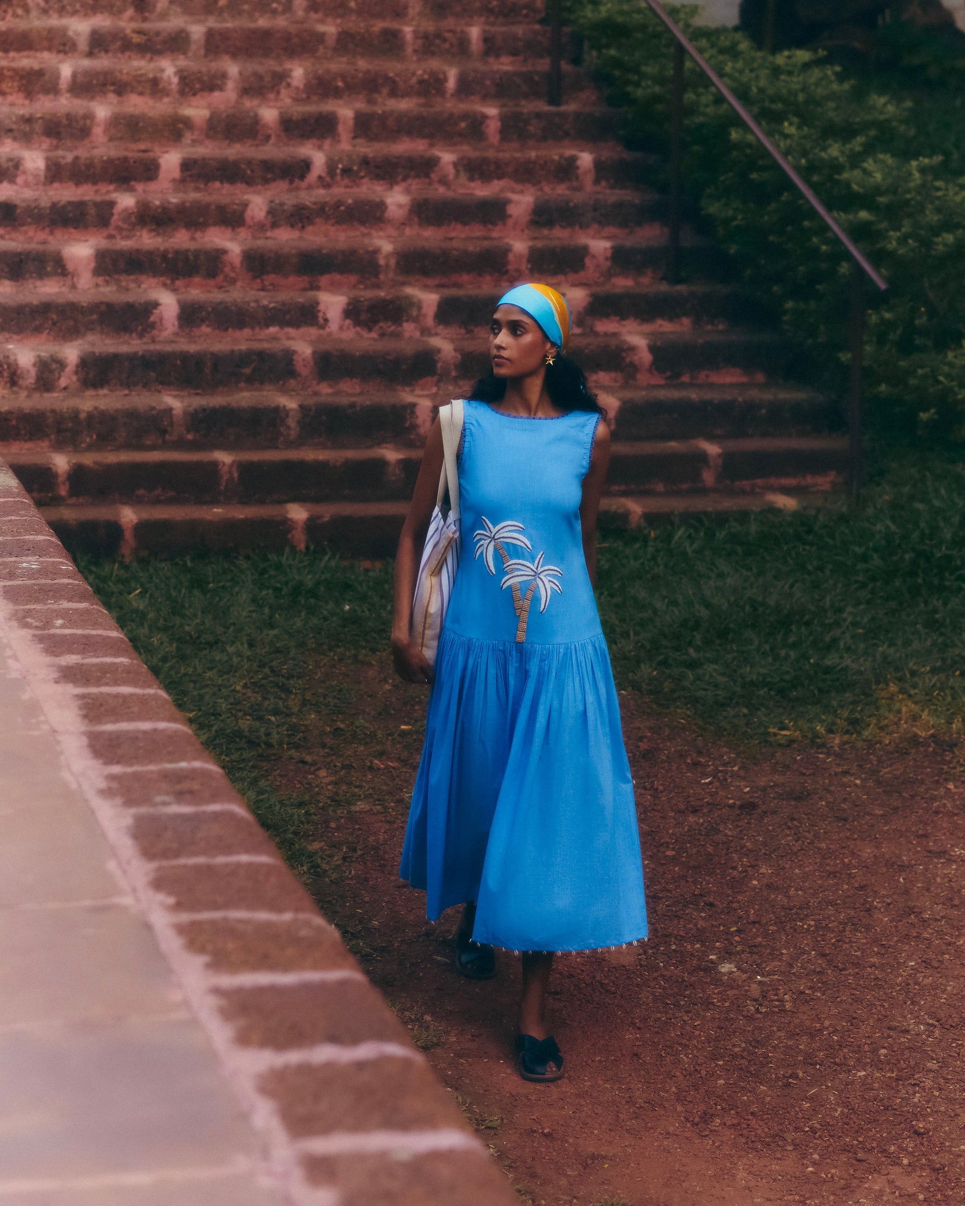 Blue Printed Long Dress | cotton | summer | spring | travel | resort
