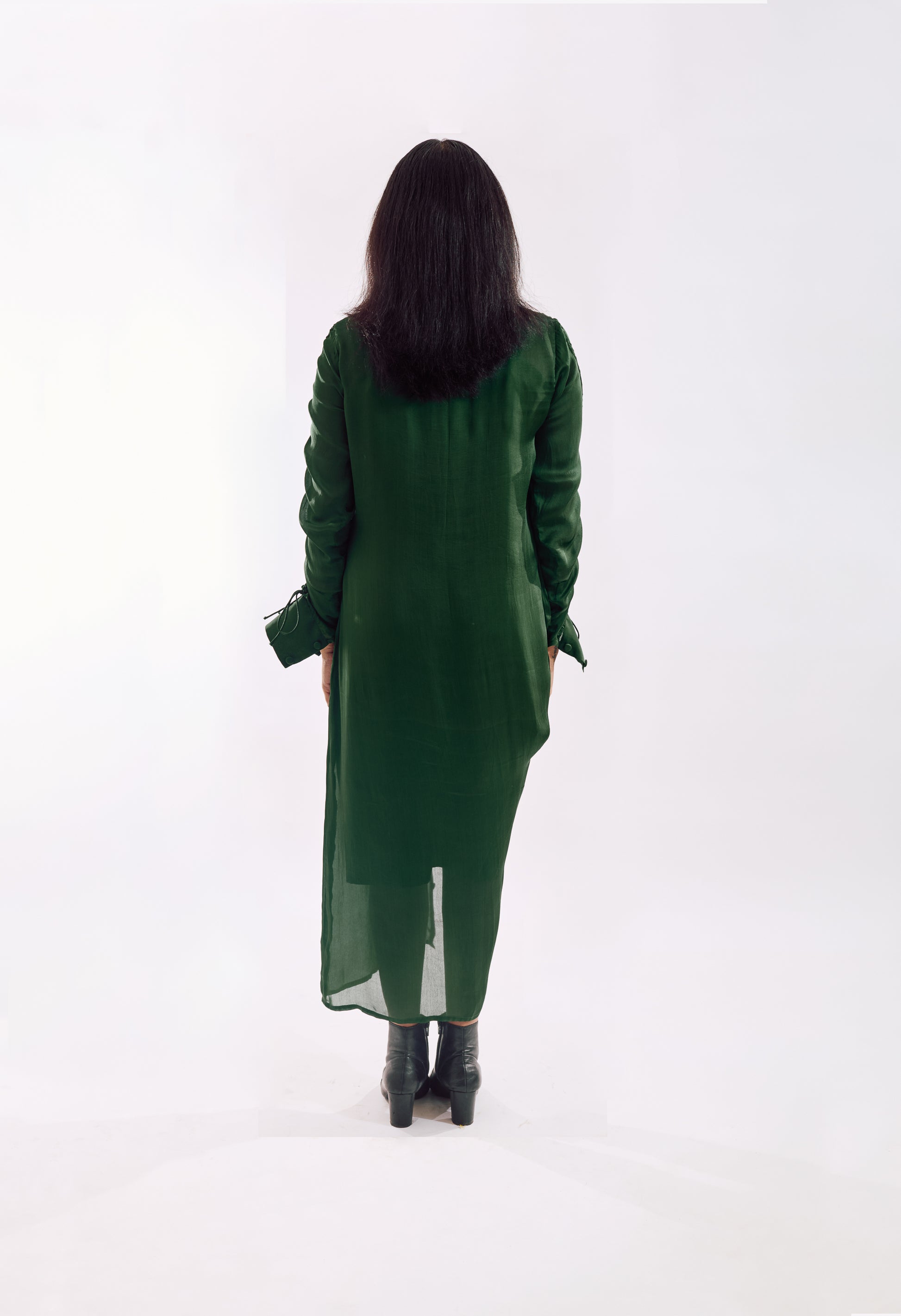 Green Draped_Sequin_Dress back