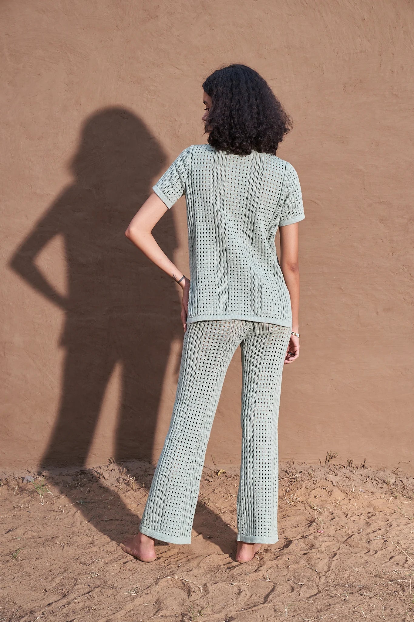 knitted coord set | green | cotton \ summer wear