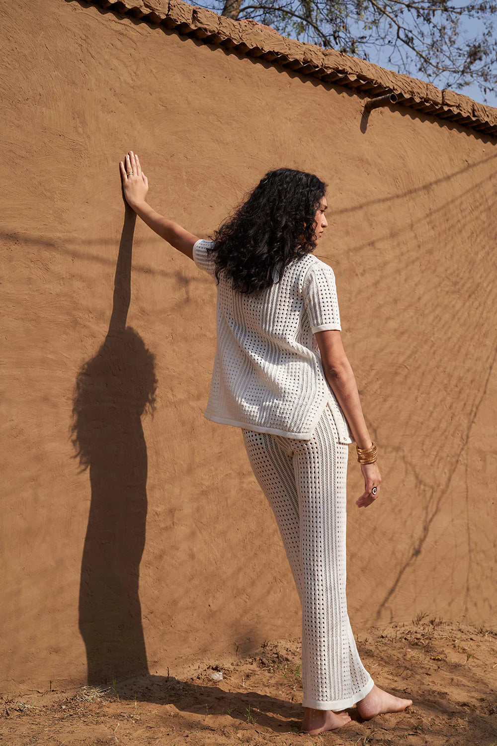 knitted coord set | white | cotton \ summer wear