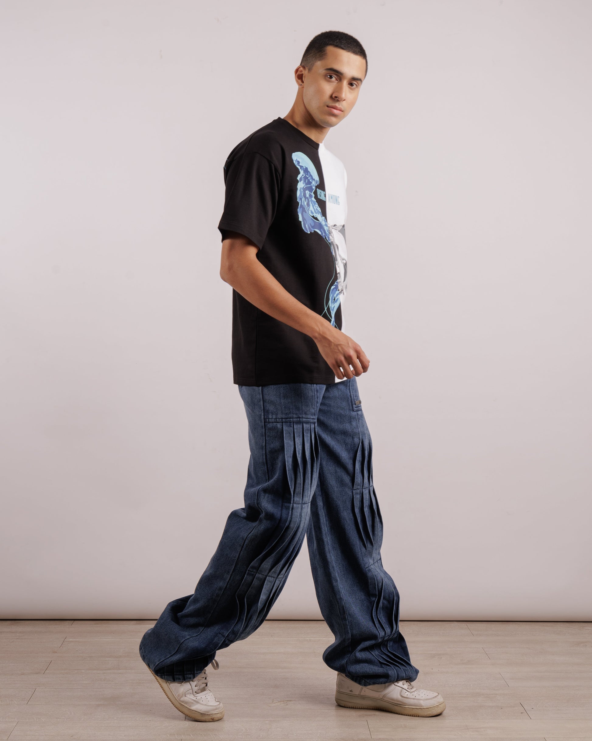 Denim Pleated Pants - Unisex | Baggy