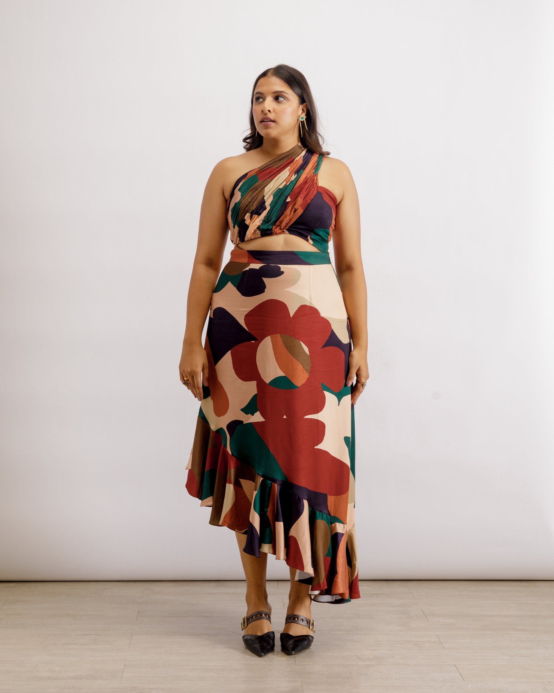 One Shoulder Asymmetrical Skirts | Ruby Skirt Co-ord | PAIVE