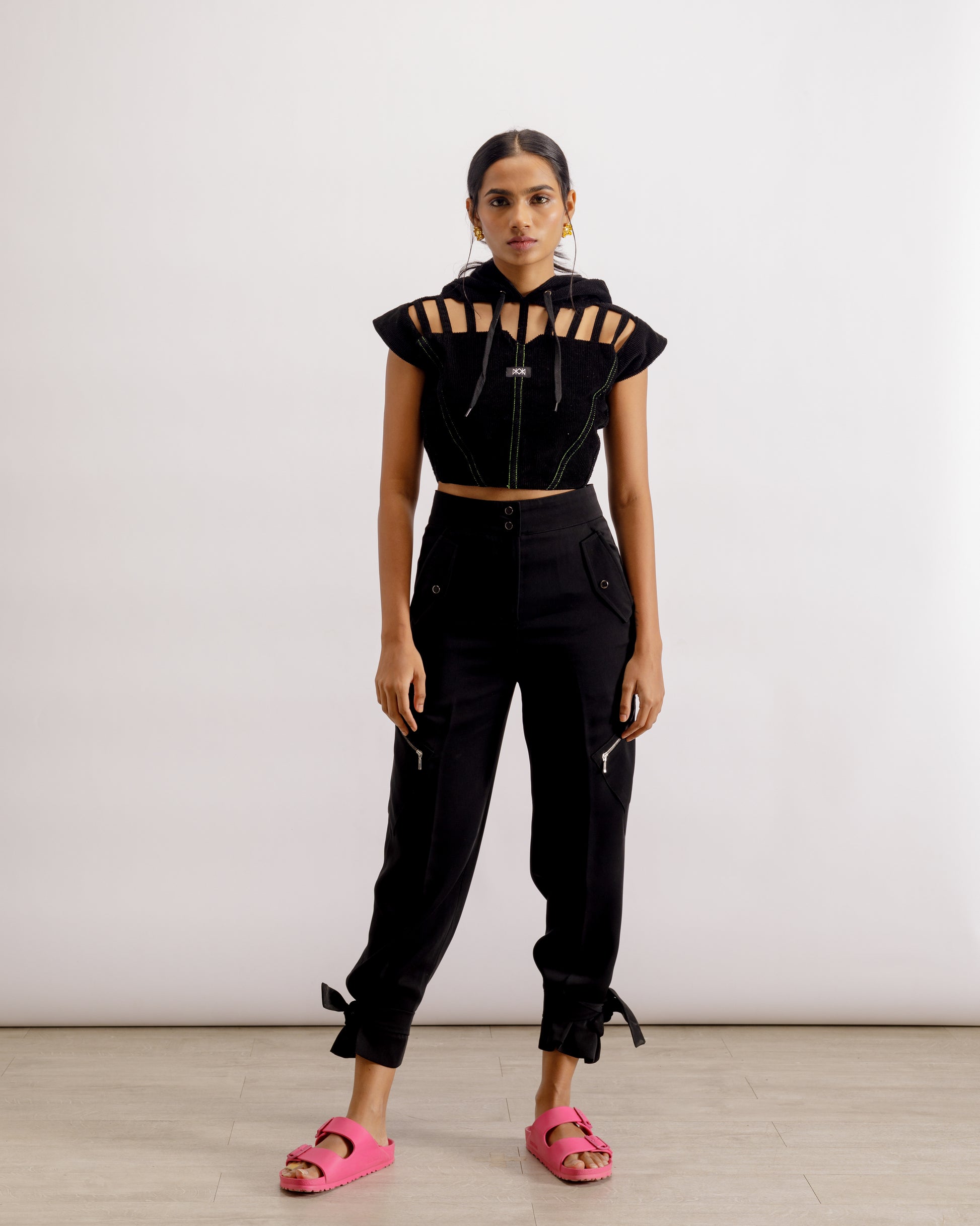 Black Jogger Pants Women | Astral Tie-Up Joggers | PAIVE