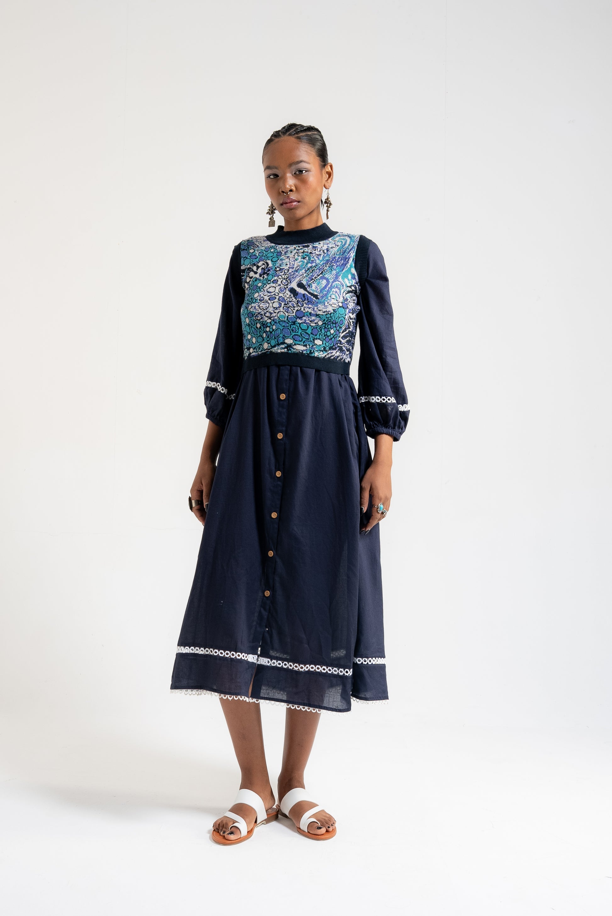 blue modest dress | cotton