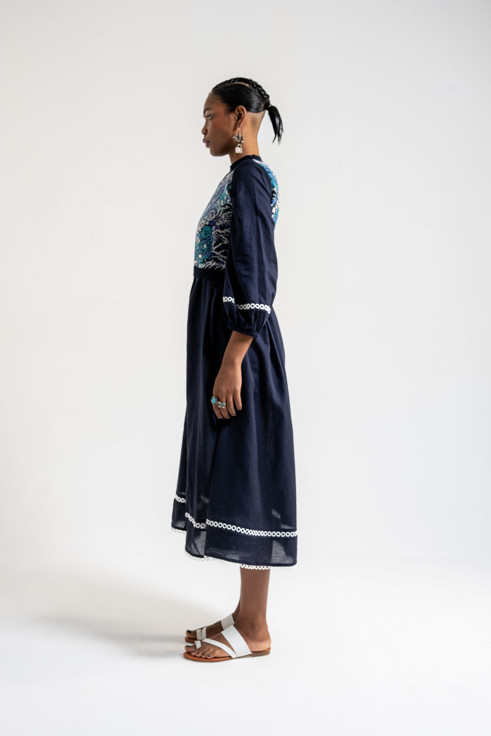blue modest dress | cotton