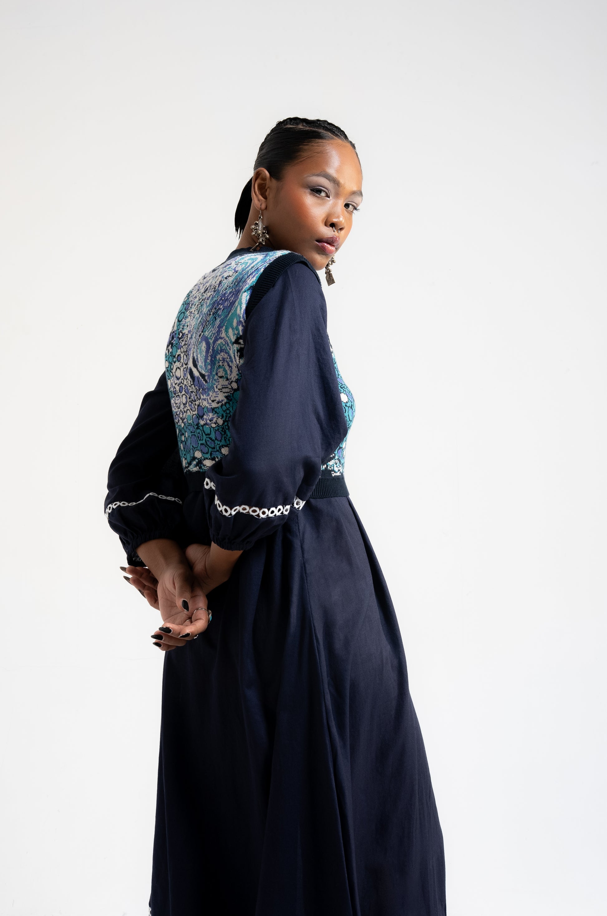 blue modest dress | cotton