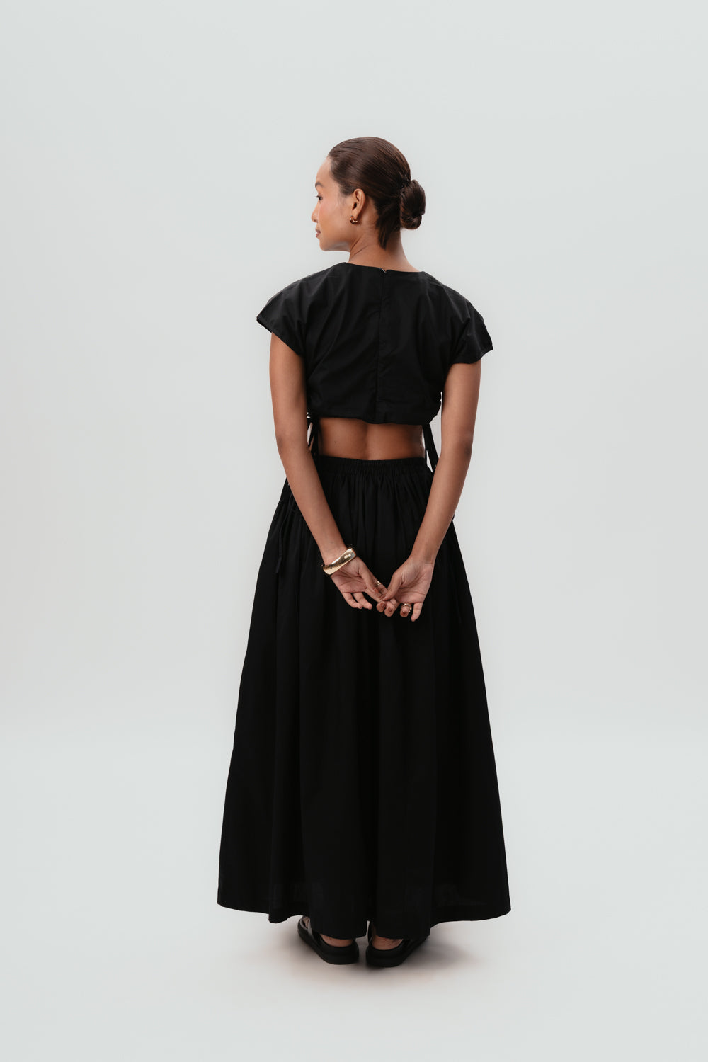 black cotton skirt | maxi skirt | black crop top