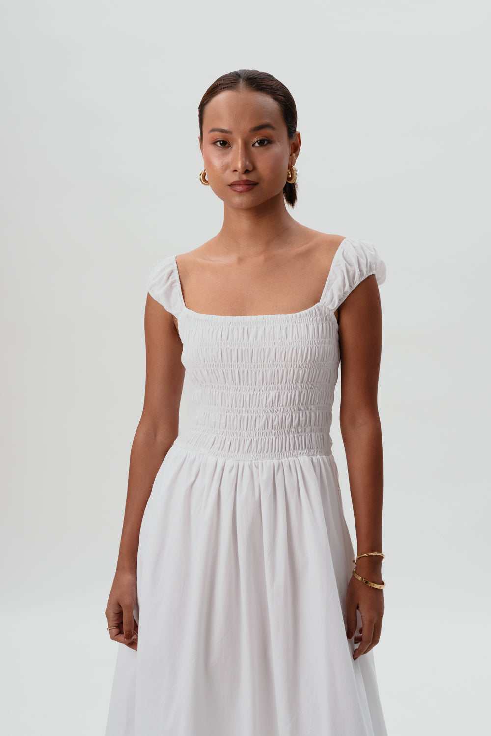 White Maxi Dress | Cotton | Summer Dress | Smocked Detailing