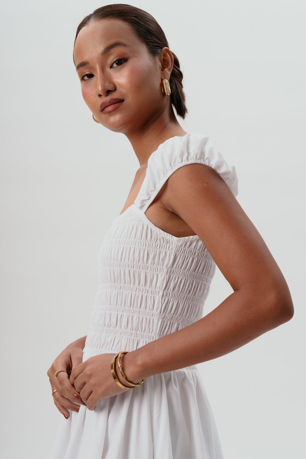White Maxi Dress | Cotton | Summer Dress | Smocked Detailing