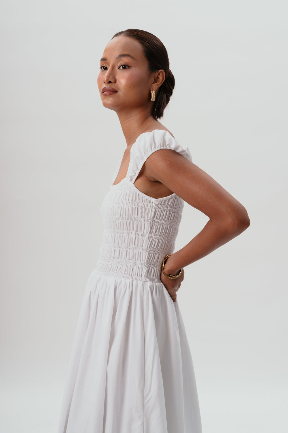 White Maxi Dress | Cotton | Summer Dress | Smocked Detailing
