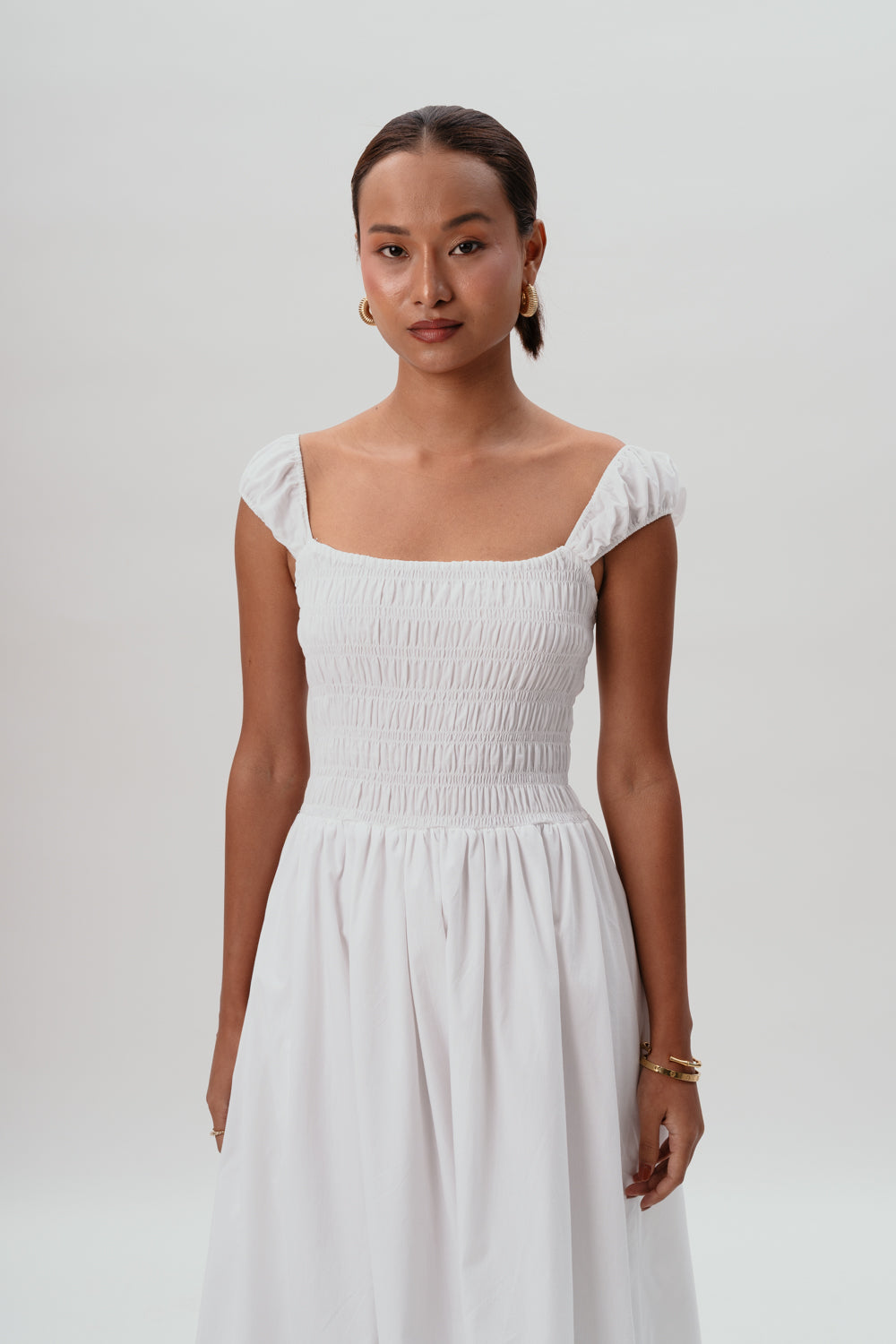 White Maxi Dress | Cotton | Summer Dress | Smocked Detailing