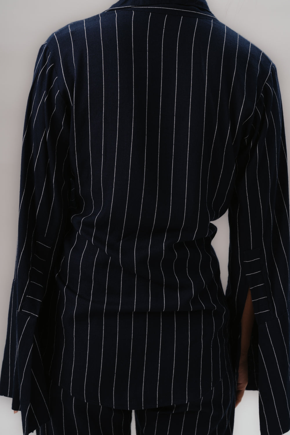 Navy Pinstripes Shirt | Formal | Asymmetrical