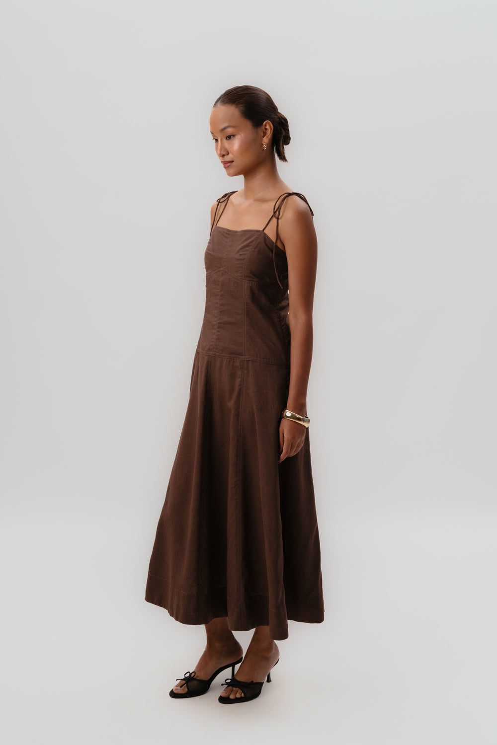 Brown Tie-Up Dress | Maxi Dress | Linen