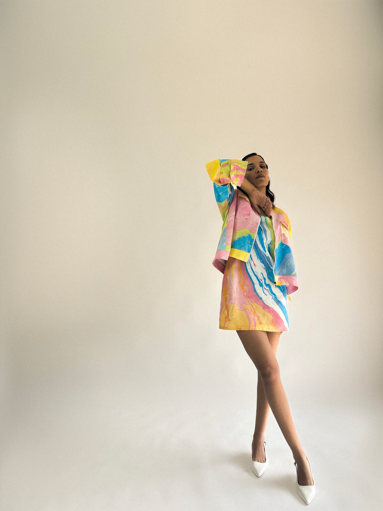 Candyfloss Jacket With Satin Dress