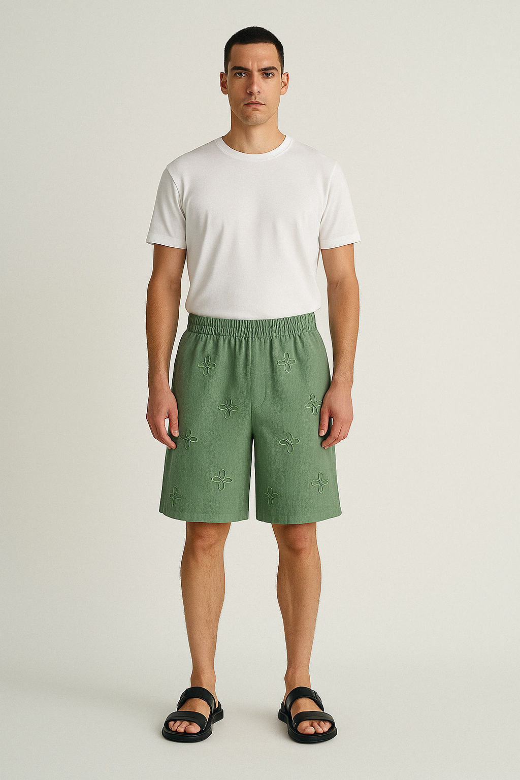 Sage Embroidered Shorts