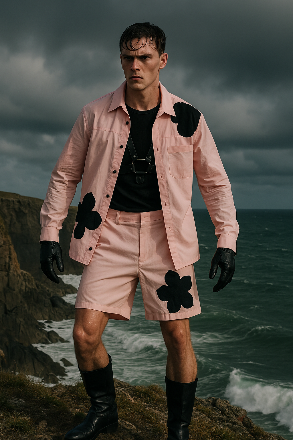 Baby Pink Poplin Appliqué Shacket
