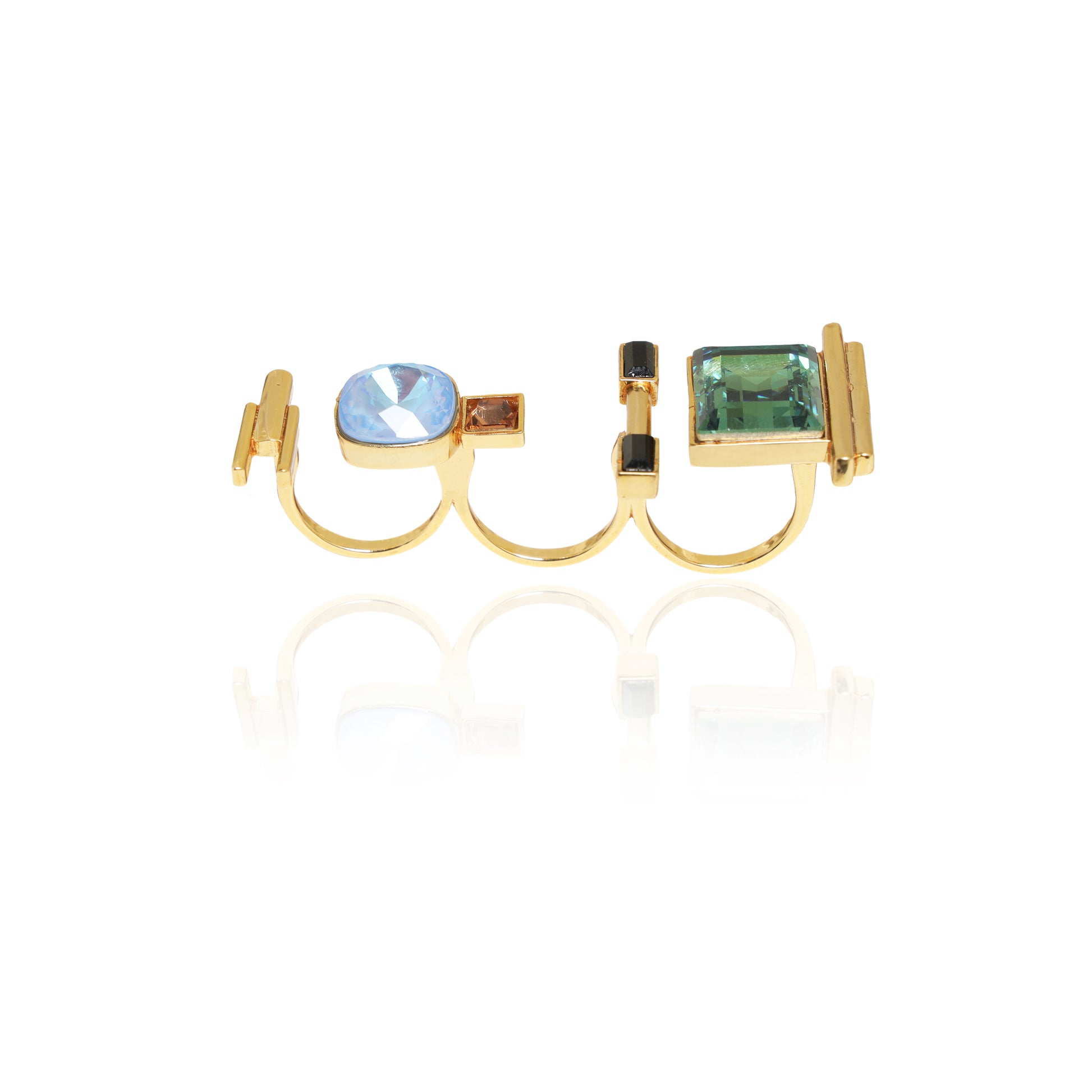 Green and Blue Swarovski Crystal Ring | Kiwi Lemonade Ring | PAIVE