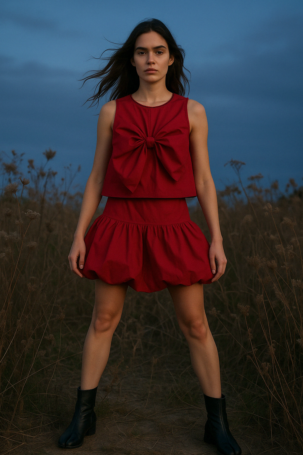 Crimson Bow-Back Sleeveless Top