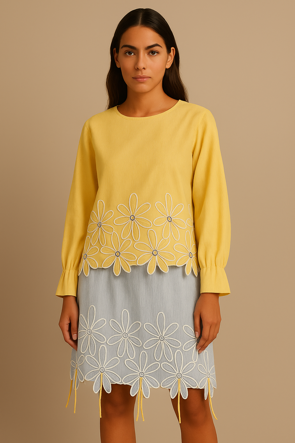 Blue Daisy Embroidered Skirt