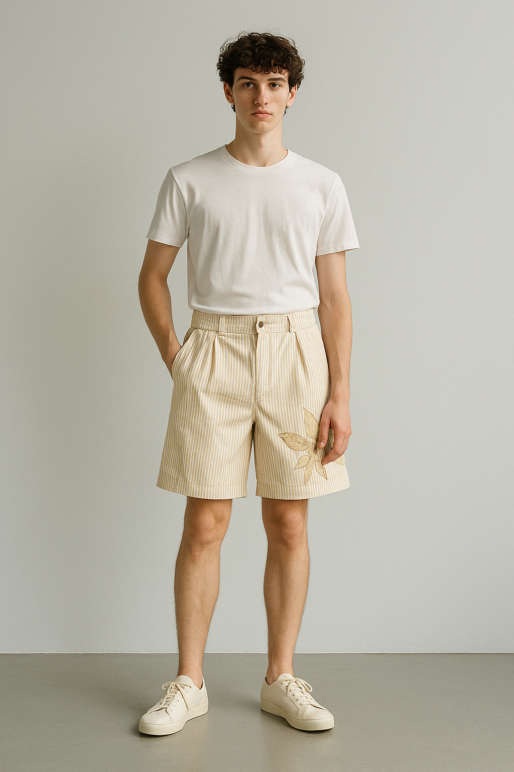 Beige Cotton Bermuda Shorts