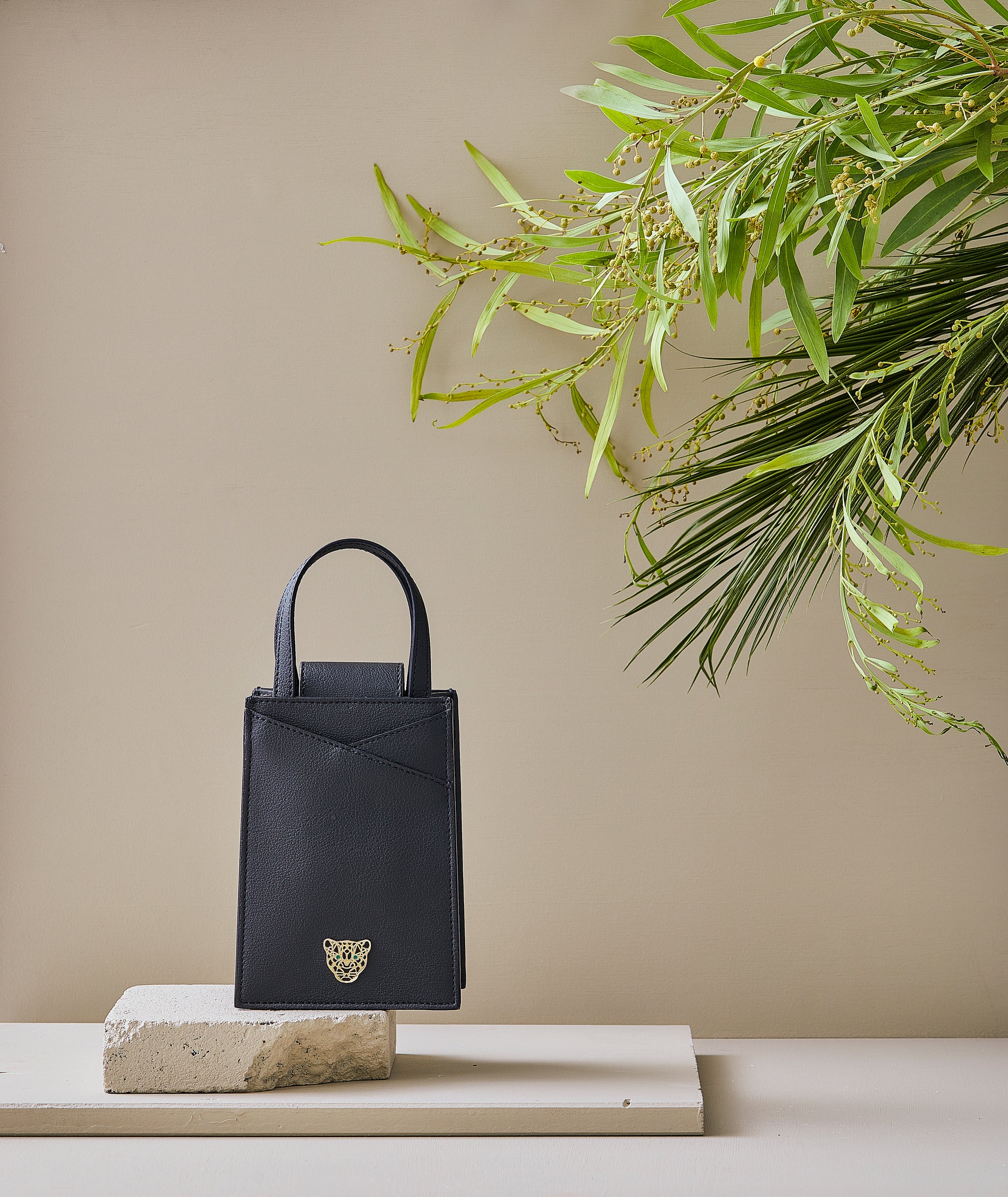 Mini Bag Leopard Black | Cactus Leather | Sustainable