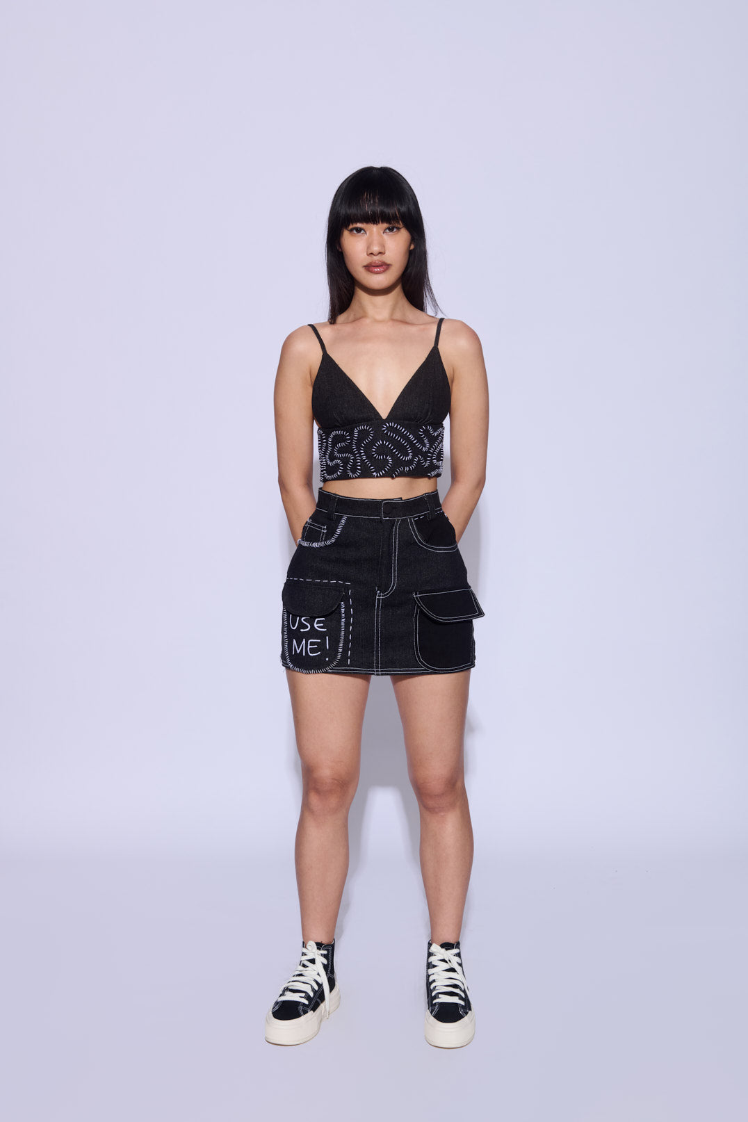 Black Embroidered Skirt