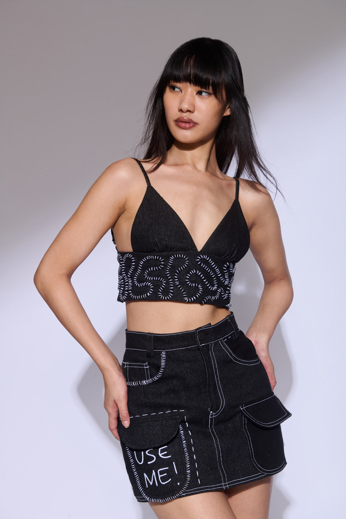 Black Embroidered Skirt