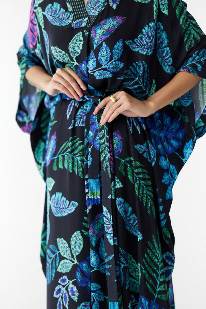 Black Jungle Kaftan close up