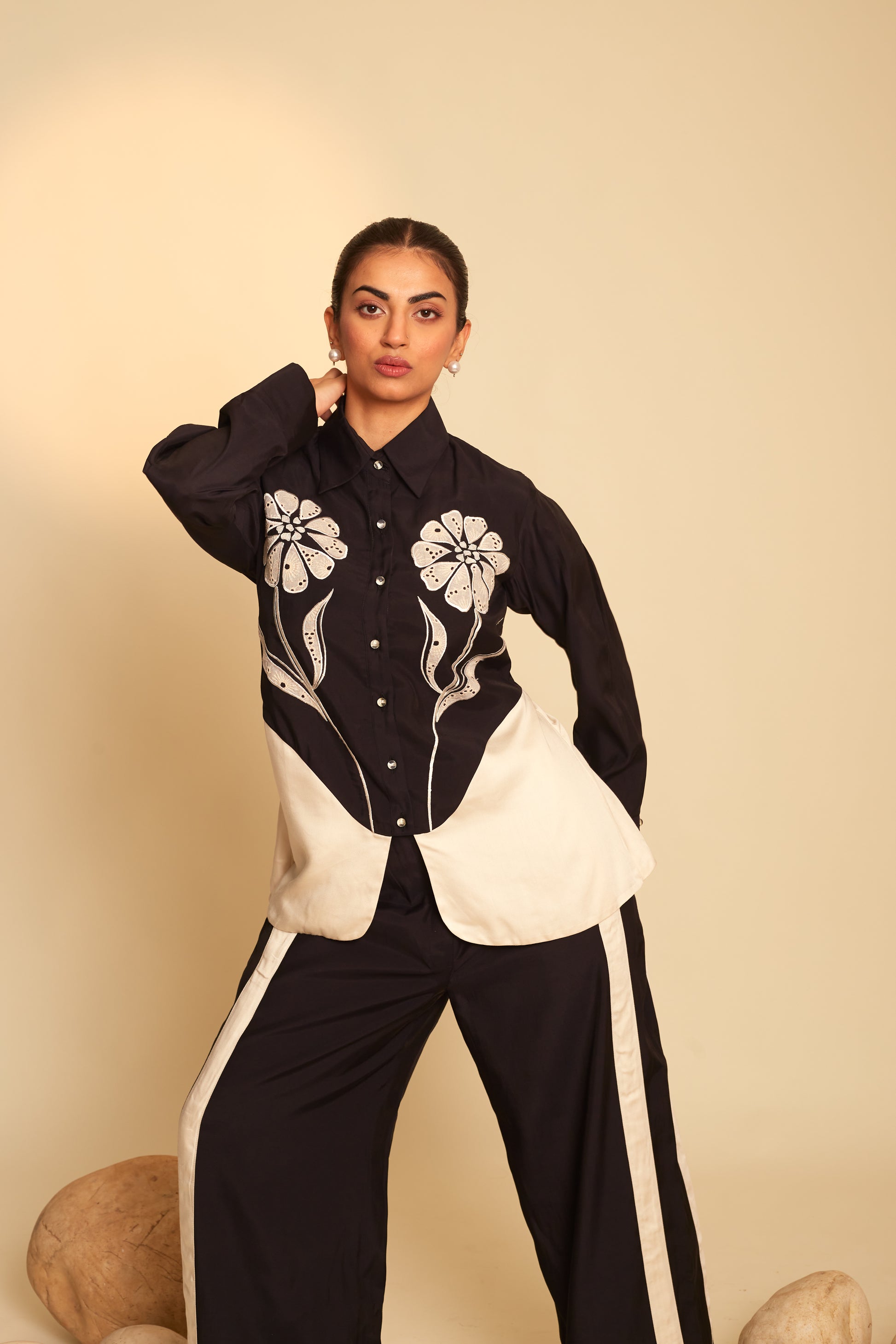 Black floral co-ord set