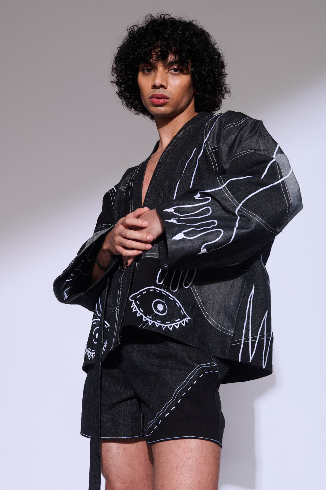 Black unisex denim Jacket close